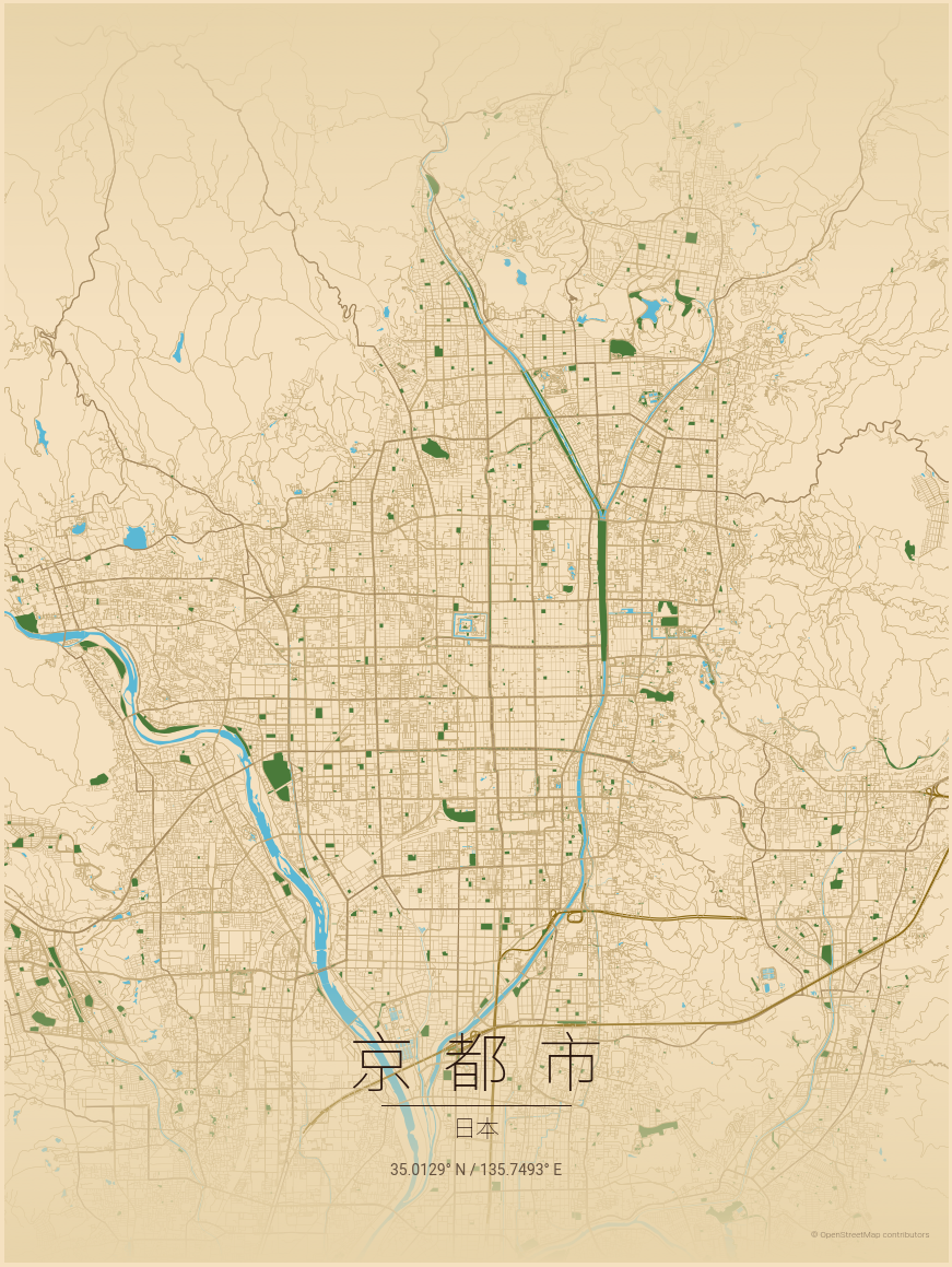 Kyoto Hyrule Style Map Poster