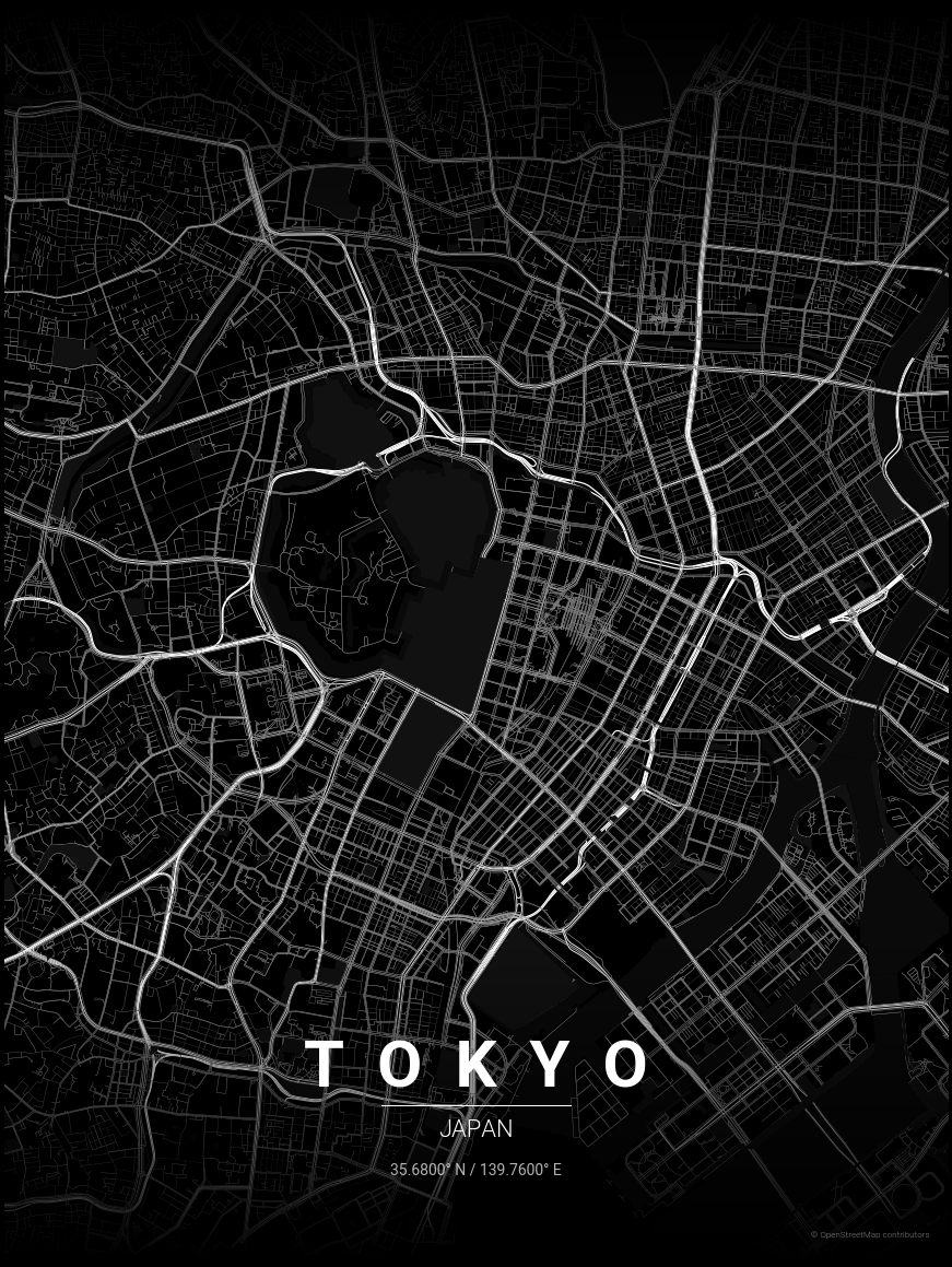 Tokyo Noir Style Map Poster